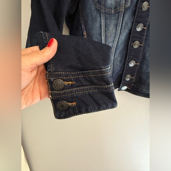 JAG Jean Jacket Women’s SZ S Dark Denim Button Front Closure Pockets Collared - Picture 4 of 11